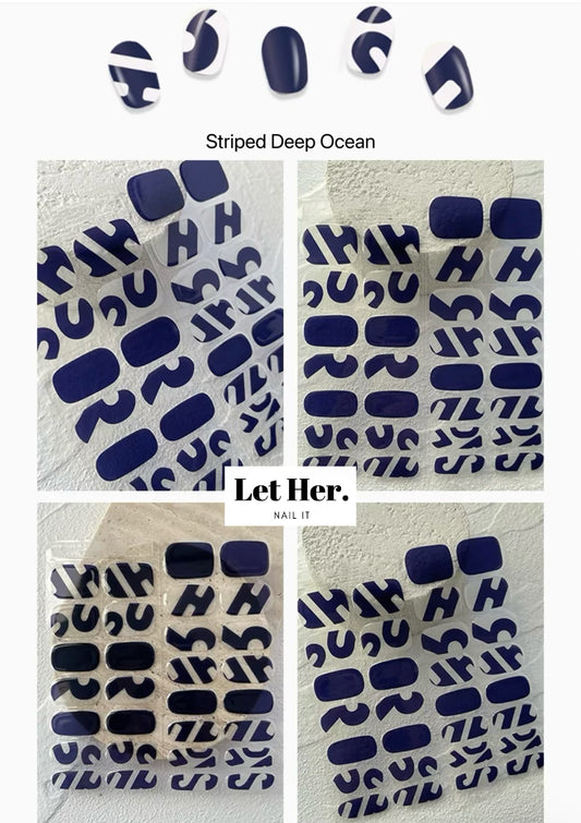 Let Her. Nail It. UV Gel Strips [Color #Striped Deep Ocean]
