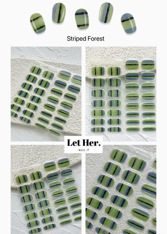 Let Her. Nail It. UV Gel Strips [Color #Striped Forest]