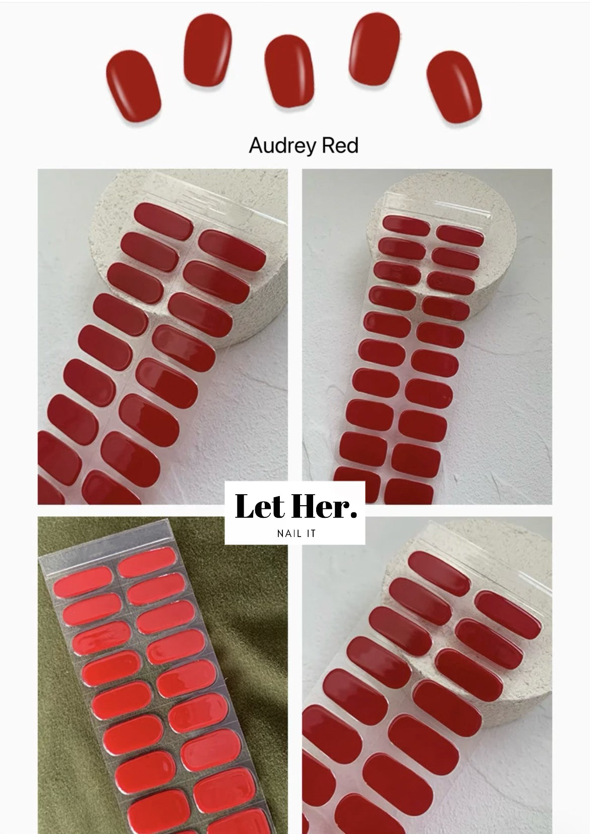 Let Her. Nail It. UV Gel Strips [Color #Audrey Red]