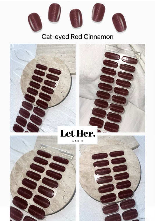 Let Her. Nail It. UV Gel Strips [Color #Cat-eyed Red Cinnamon]
