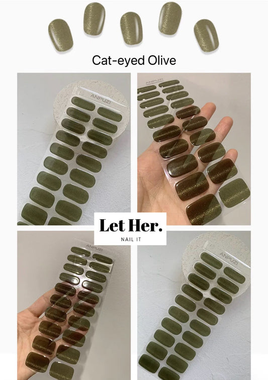 Let Her. Nail It. UV Gel Strips [Color #Cat-eyed Olive]