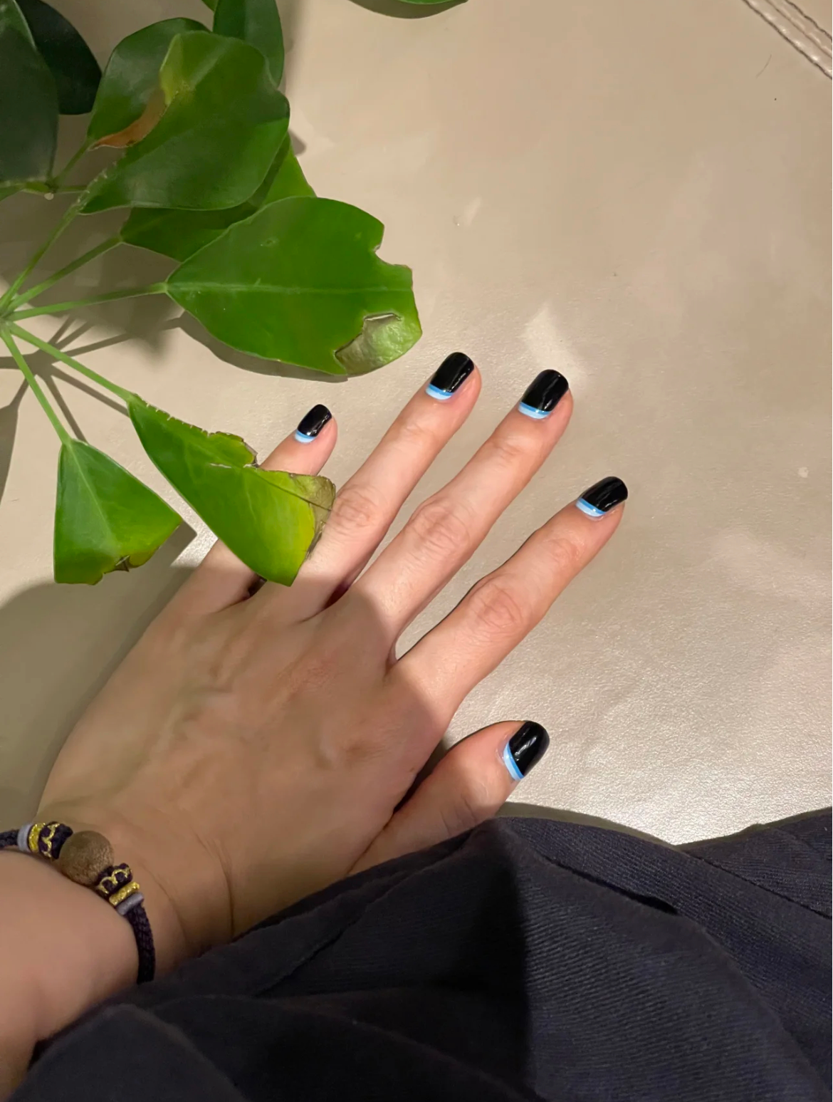 Let Her. Nail It. UV Gel Strips [Color #French Tip Black & Blue]